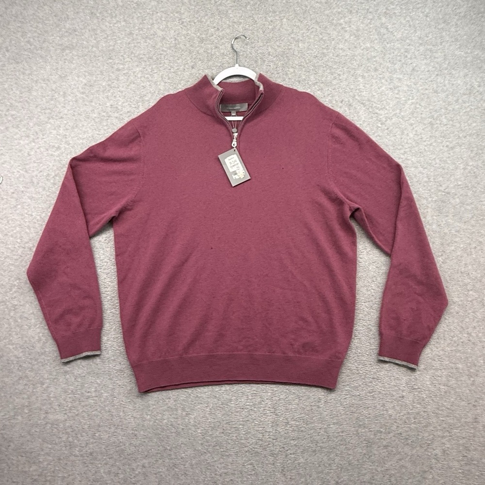 Neiman Marcus NWT 100% Cashmere Pink Sweater XXL Knit Long Sleeve Quarter Zip